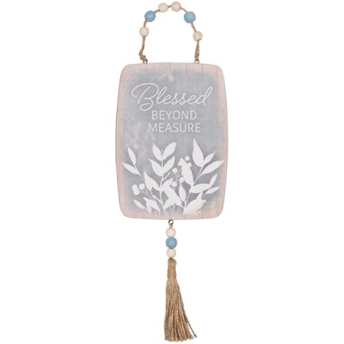 Hanging Plaque-Blessed Beyond Measure w/Beads (13 1/2" x 4 1/2") (Pack Of 4)