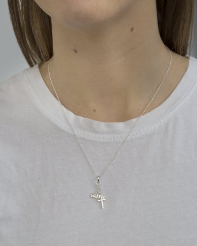 Silver Cross and 'FAITH' pendant