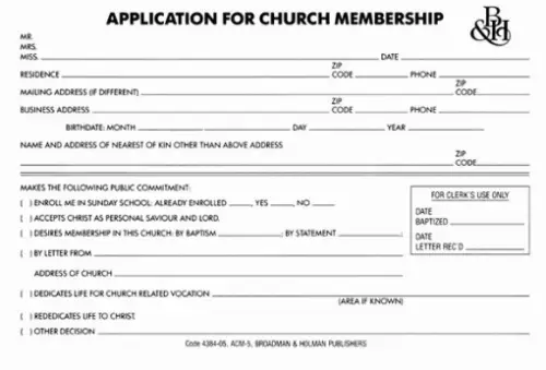 Application for Church Membership