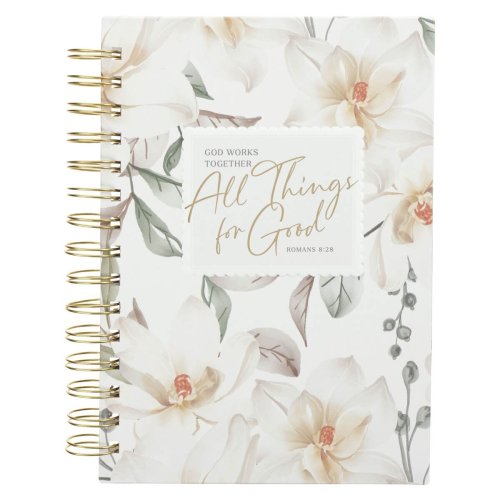 Journal Wirebound White Floral All Things For Good Rom. 8:27