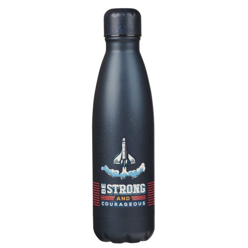 Water Bottle SS Navy Strong and Courageous Josh. 1:9