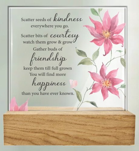 Kindness Glass Plaque with Wood Base