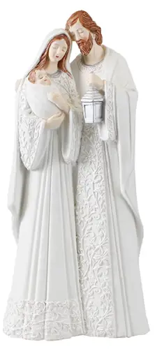 11 3/4" White Finish Holy Family Resin Nativity Statue