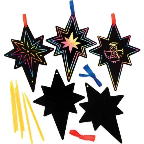 Nativity Star Scratch Art Decorations (Pack of 12)