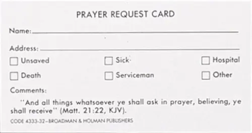 Prayer Request Card (Package of 100)