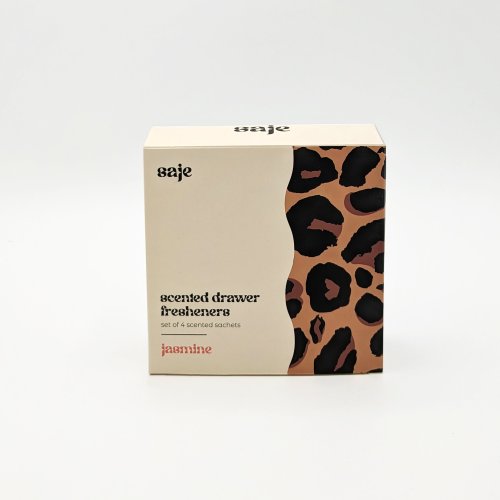 Scented Drawer Sachets (Jasmine) In Printed Box - Leopard Print