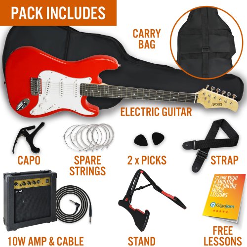 3rd Avenue 4/4 Size Electric Guitar Pack - Red