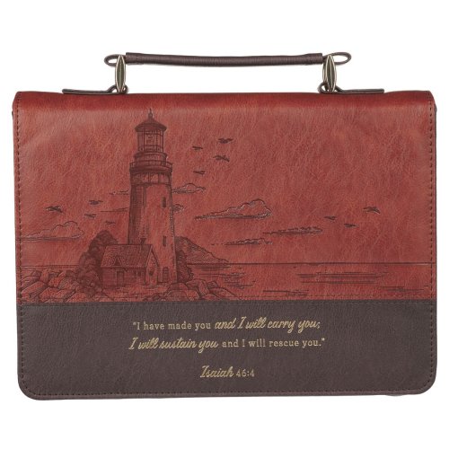 Extra Large I Will Carry You Two-tone Brown Classic Bible Cover- Isa. 46:4, XL