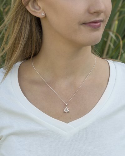 Sterling Silver Two-tone Heart and Trinity Knot Pendant