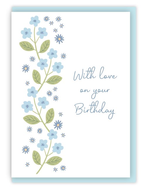 'With Love' Birthday Card & Envelope