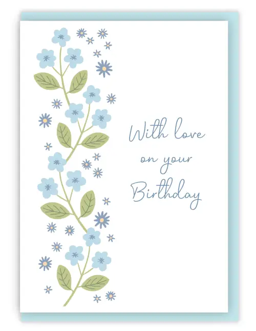 'With Love' Birthday Card & Envelope