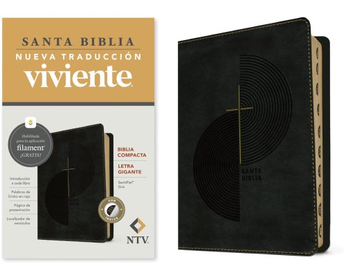 Biblia compacta NTV, letra gigante con Filament  (SentiPiel, Gris, Índice, Letra Roja)