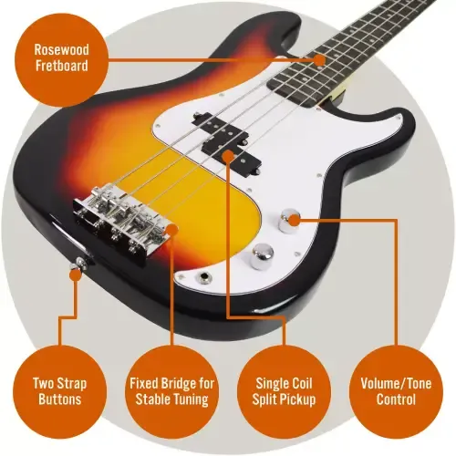 3rd Avenue Bass Guitar Pack - Sunburst