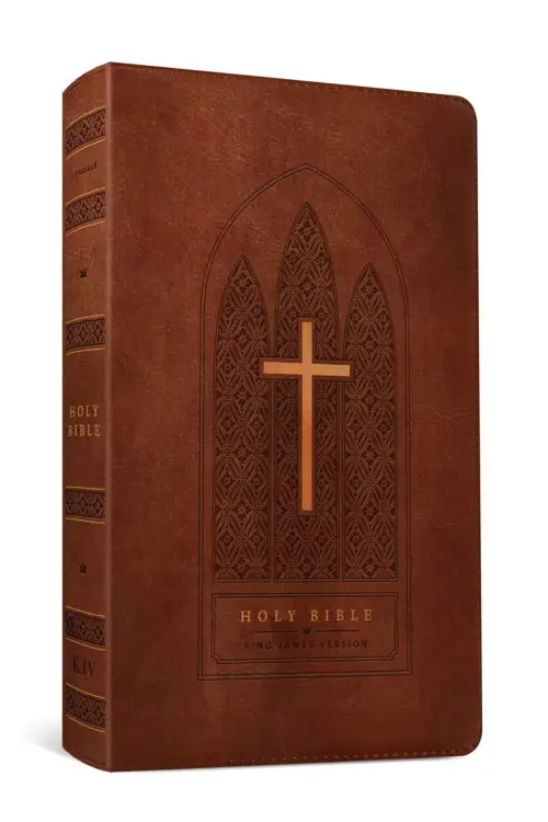 KJV Thinline Reference Bible, Filament Enabled (LeatherLike, Reverent Cross Dark Brown, Red Letter)