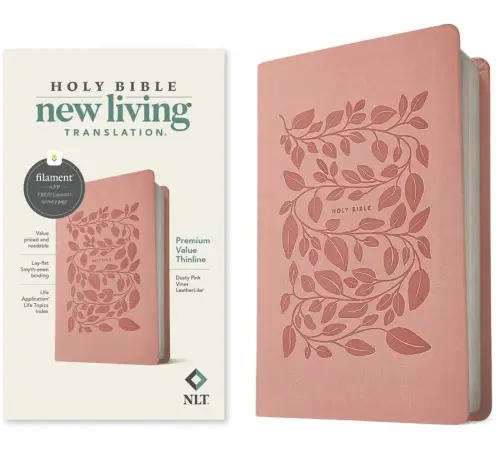 NLT Premium Value Thinline Bible, Filament Enabled (LeatherLike, Dusty Pink Vines)