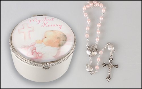 Baby Girl's My First Rosary with Porcelain Box