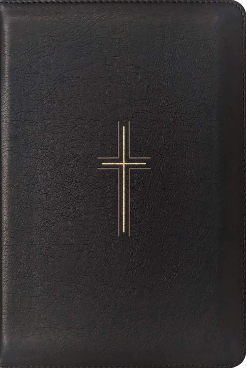 NLT Compact Giant Print Zipper Bible, Filament Enabled (LeatherLike, Black Cross, Red Letter)