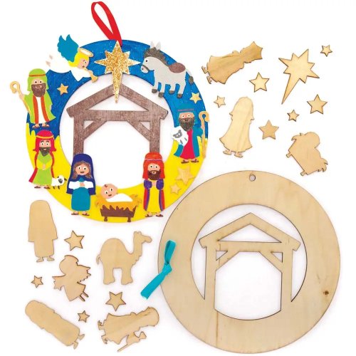 Nativity Wooden Wreath Kit (Pack of 2)