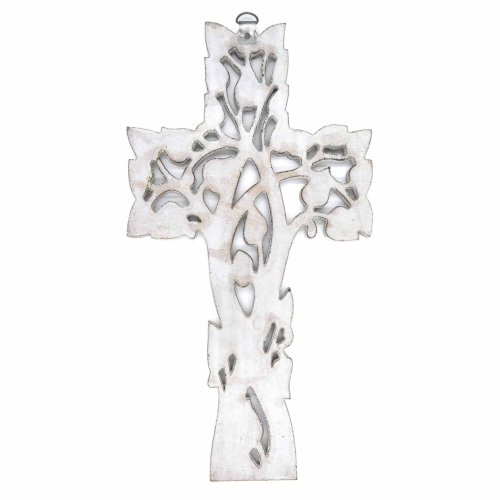 Whitewash Tree Cross with Leaves