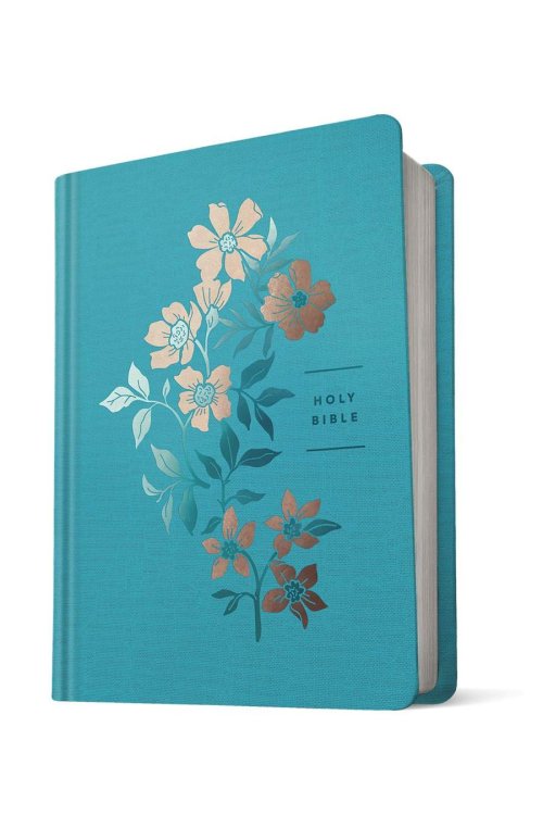 NLT Wide Margin Bible, Filament Enabled (Hardcover Cloth, Ocean Blue Floral, Red Letter)