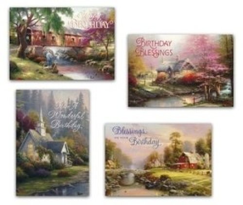 Thomas Kinkade - Birthday - Birthday Blessings - 12 Boxed Cards, KJV