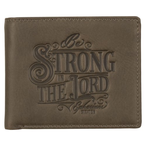 Wallet Leather Gray Strong in the Lord Eph. 6:10