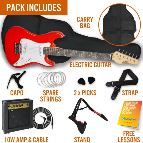 3rd Avenue 3/4 Size Electric Guitar Pack - Red