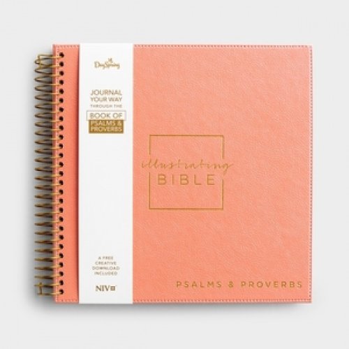 NIV Illustrating Bible Psalms & Proverbs, Pink, Imitation Leather, Journaling, Spiralbound, Single Column, Wide Margin, Gift, Lay Flat Design, Thick Paper