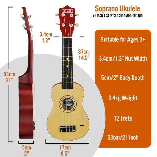 3rd Avenue Soprano Ukulele Pack - Natural