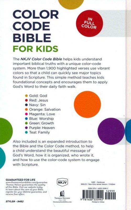 NKJV, Color Code Bible for Kids, Hardcover, Comfort Print