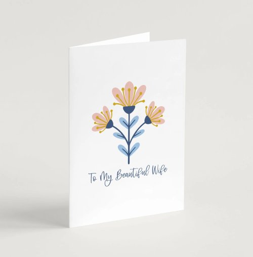 'Beautiful Wife' (Blooms) with bible verse A6 Greeting Card