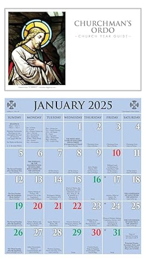 2025 Churchman's Ordo Kalendar: January 2025 Through December 2025