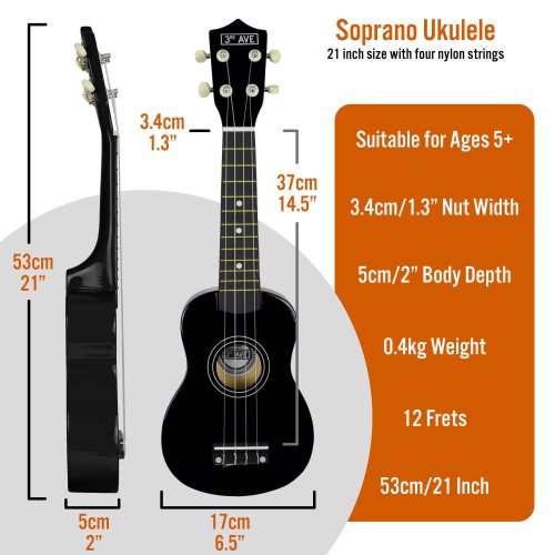 3rd Avenue Soprano Ukulele Pack - Black