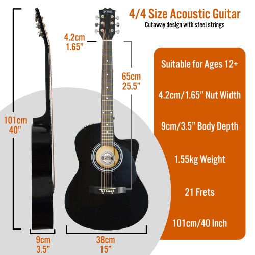 3rd Avenue Cutaway Acoustic Guitar Pack - Black