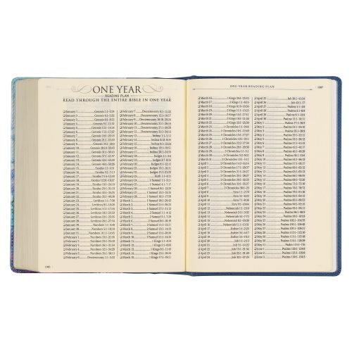 KJV Note-Taking Bible-Blue Floral Faux Leather Hardcover