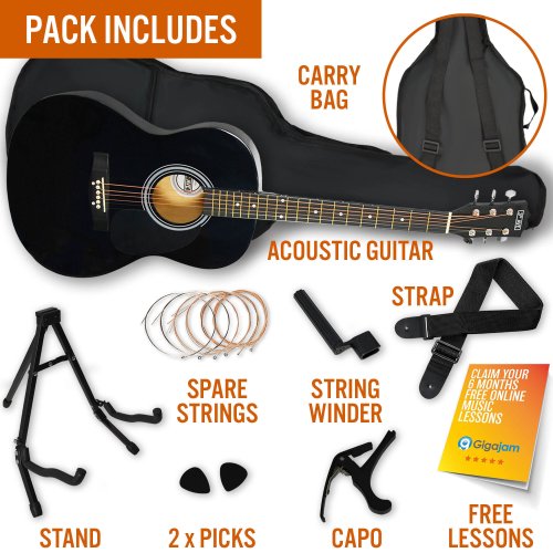 3rd Avenue Acoustic Guitar Premium Pack - Black