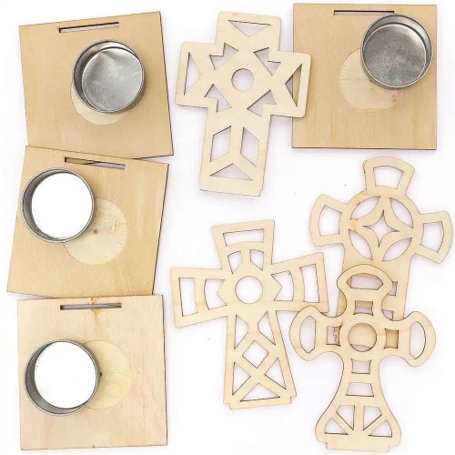 Cross Wooden Tealight Holder Kits