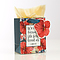 Red Floral Gift Bag w/Tissue Paper: He First Loved US - 1 John 4:19, Extra Small