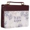 XL Be Still and Know -  Neutral Floral, Brown/Beige Faux Leather Bible Cover  - Psalm 46:10