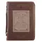 XL A Mans Heart - Proverbs 16:9  Brown Faux Leather Classic Bible Cover