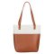 Strength and Dignity Light Brown and Cream Faux Leather Fashion Bible Cover Tote Bag - Proverbs 31:25, One Size