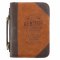 Large Be Strong and Courageous  Saddle Tan/Brown Faux Leather, Bible Cover, Joshua 1:9