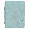 Large I Know The Plans I Have for You, Debossed Floral Teal Design Faux Leather Bible Cover - Jeremiah 29:11