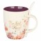 Be Still & Know Purple Floral Ceramic Coffee Mug with Spoon - Psalm 46:10