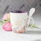 Be Still & Know Purple Floral Ceramic Coffee Mug with Spoon - Psalm 46:10