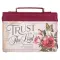 Large Trust in the Lord Maroon Vintage Red Floral Vegan Leather Fashion Bible Cover - Proverbs 3:5