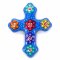 Mexican Painted Magnet Cross - Light Blue