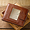 Brown Genuine Leather Wallet w/Brass Inlay - Jeremiah 29:11