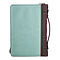 Medium Blessed is She Who Has Believed Light Blue and Brown Faux Leather Fashion Bible Cover - Luke 1:45