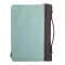 Medium Blessed is She Who Has Believed Light Blue and Brown Faux Leather Fashion Bible Cover - Luke 1:45